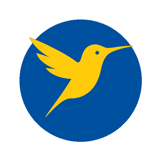 Logo Colisbri (cercle bleu + colibri jaune)